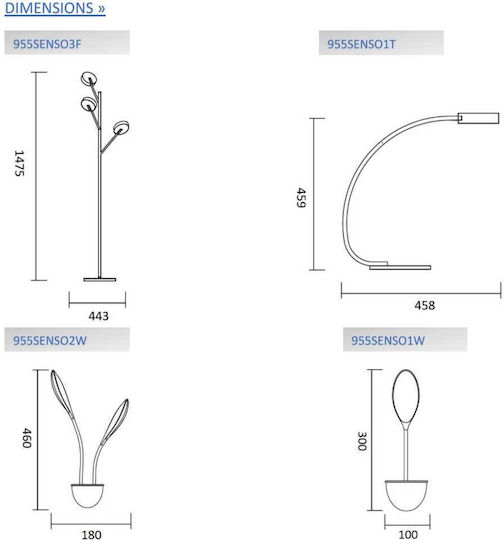 Elmark Senso Lampa de podea LED Î147.5xL44.3cm. cu Lumină Alb Cald 1764lm Negru