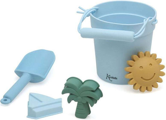 Kiokids Σετ Κουβαδάκι Παραλίας με Αξεσουάρ από Σιλικόνη σε Μπλε Χρώμα (5τμχ)
