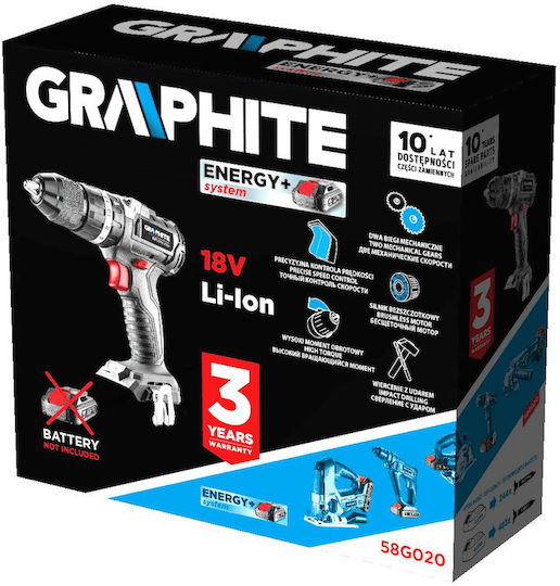 Graphite 58G020 Șurubelniță Cu Percuție Mașină De Găurit Cu Baterie Solo Fără Perii 18V