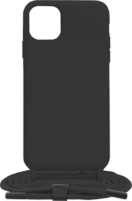 Techsuit Lanyard Silicone Back Cover with Strap Black (iPhone 11 Pro Max)