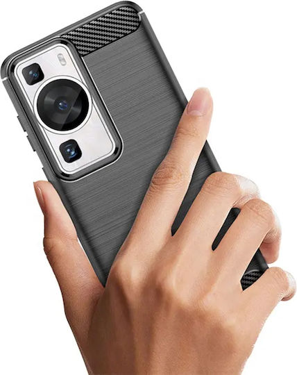 Techsuit Carbon Задна корица Силикон Черен (Huawei P60)