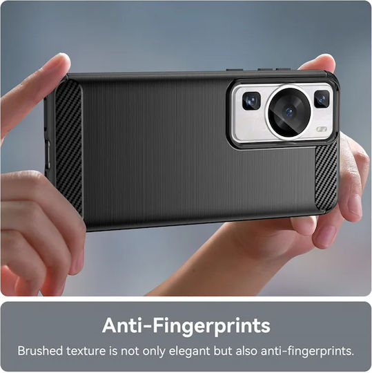 Techsuit Carbon Задна корица Силикон Черен (Huawei P60)