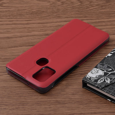 Techsuit eFold Series Plastic / Synthetic Leather Book Red (Galaxy A21s)