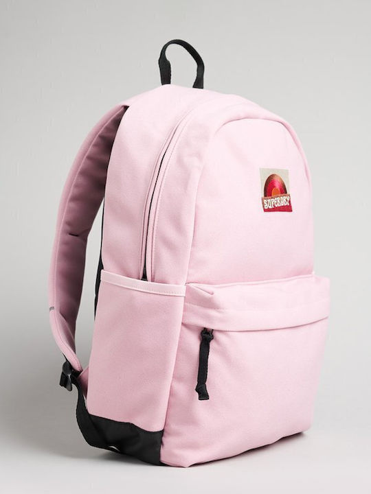 Superdry Rainbow Patch Montana Σχολική Τσάντα Πλάτης Γυμνασίου - Λυκείου Ροζ με Θήκη για Παγούρι 18lt