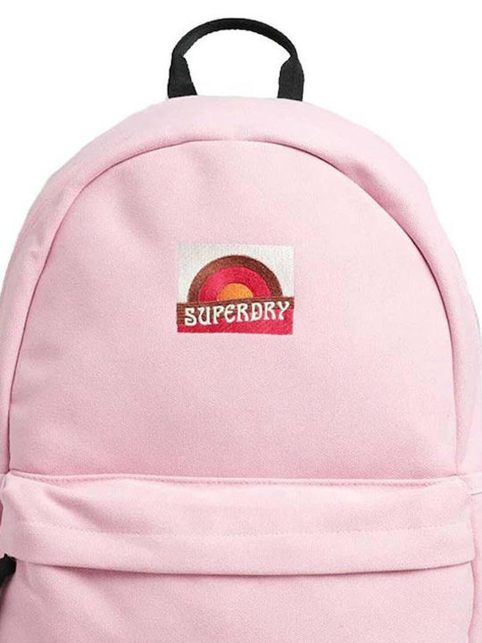 Superdry Rainbow Patch Montana Σχολική Τσάντα Πλάτης Γυμνασίου - Λυκείου Ροζ με Θήκη για Παγούρι 18lt
