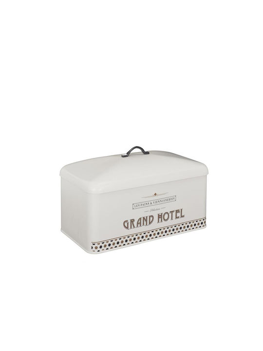 Ψωμιέρα με Καπάκι Μεταλλική Λευκή 33x18x21cm