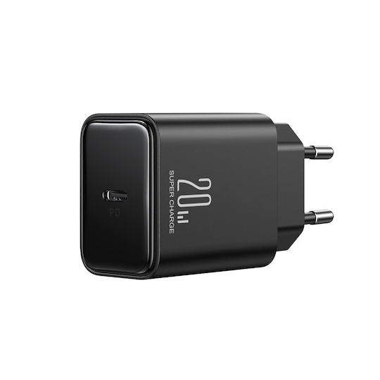 Joyroom Φορτιστής με Θύρα USB-C και Καλώδιο USB-C - Lightning 20W Power Delivery Μαύρος (JR-TCF06)