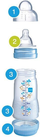 Mam Plastic Baby Bottle Easy Start Anti-Colic Forest Anti-Colic with Silicone Nipple for 4+ months Pink Owl - Pink 320ml