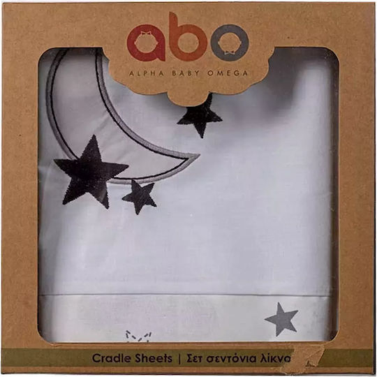 abo Moon Baby Sheets Set Cradle Cotton White 75x100cm 3pcs