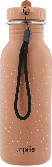 Trixie Kids Water Bottle Stainless Steel with Straw Mr Cat Brown 500ml (Various Designs/Colours)