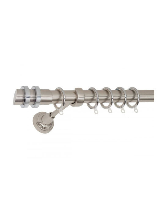 Import Hellas Extendable Metallic Curtain Pole Single Φ25mm 140-250cm Nickel Matt