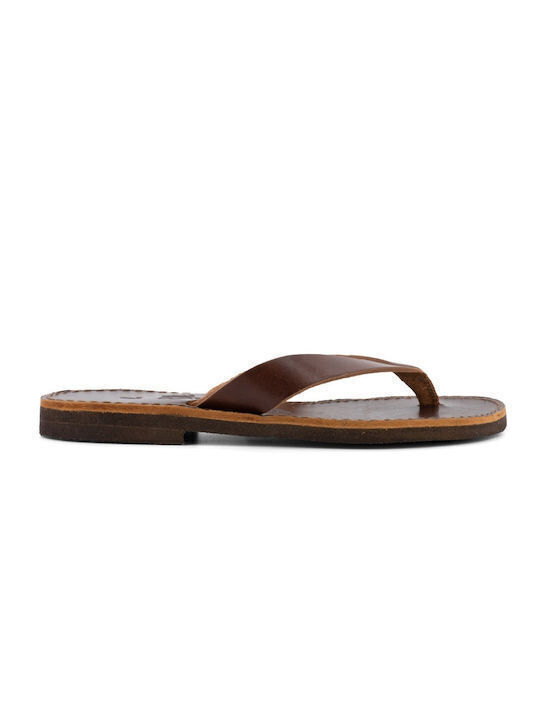 16 Leather Women's Flat Sandals in Brown Color