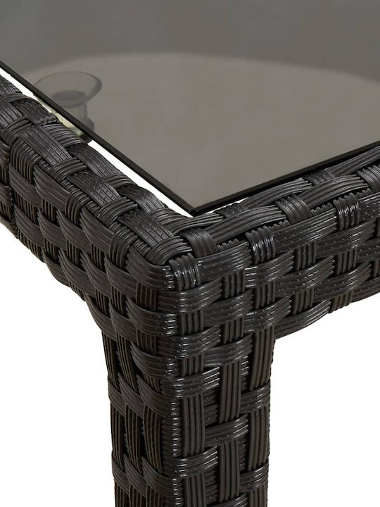 Outdoor Dining Set 9 Pieces Black with Pillows