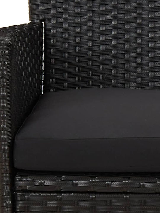 Outdoor Dining Set 9 Pieces Black with Pillows