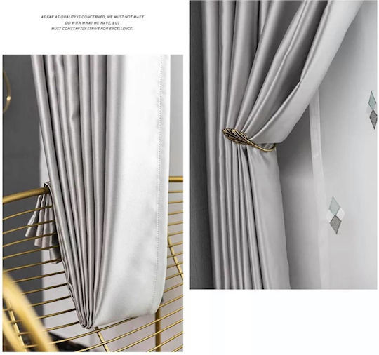 My Home Luxury Perdea Opacitate Cu Coafură Gri 270x280cm