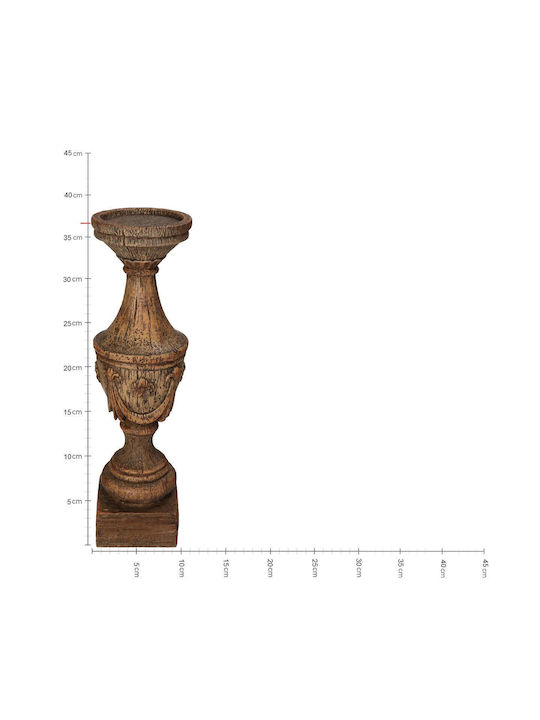 ArteLibre Candle Holder Polyresin in Brown Color 10x10x36.8cm 1pcs