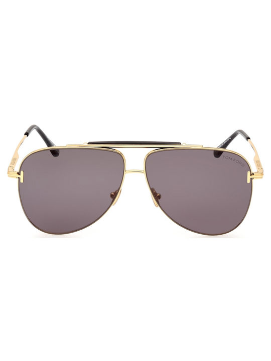 Tom Ford Sunglasses with Gold Metal Frame and Purple Lens FT1018 30A