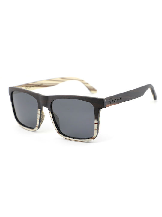 Daponte Unisex Sunglasses with White Wooden Frame and Gray Polarized Lens DAP362ET#4