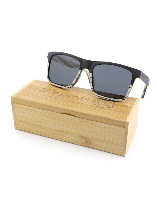 Daponte Unisex Sunglasses with White Wooden Frame and Gray Polarized Lens DAP362ET#4