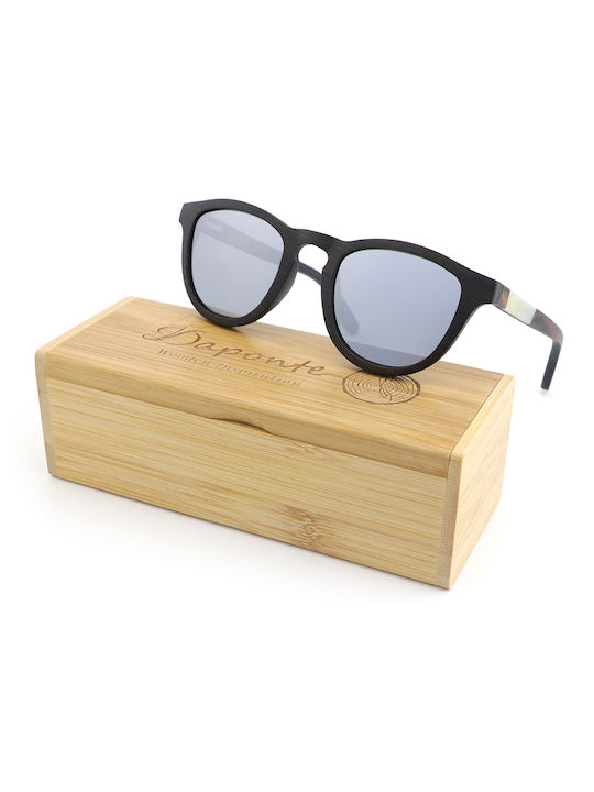 Daponte Unisex Sunglasses with Black Wooden Frame and Gray Polarized Lens DAP206E#6