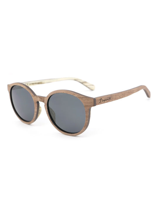 Daponte Unisex Sunglasses with Brown Wooden Frame and Grey Polarized Lenses DAP303WI#4