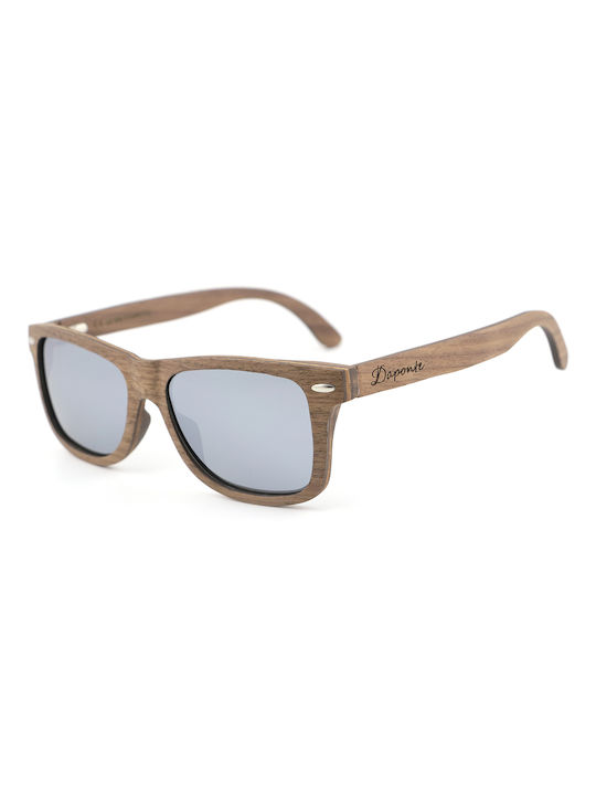 Daponte Unisex Sunglasses with Brown Wooden Frame and Gray Polarized Lens DAP008WC#6