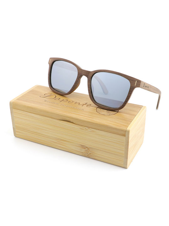Daponte Unisex Sunglasses with Brown Wooden Frame and Gray Polarized Lens DAP298W#6