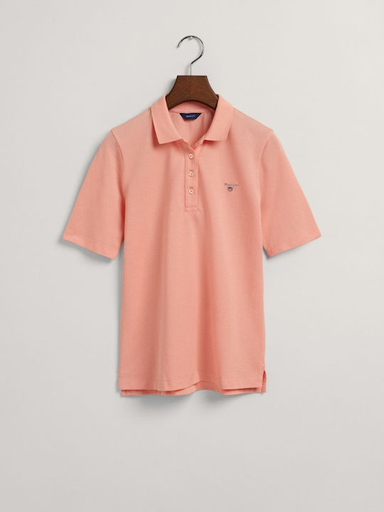 Women's Short Sleeve Polo Blouse Orange