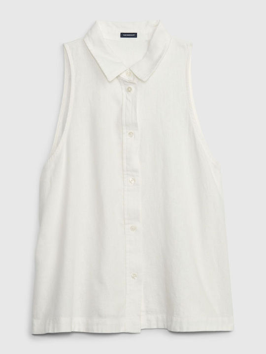 GAP Women's Linen Sleeveless Shirt White