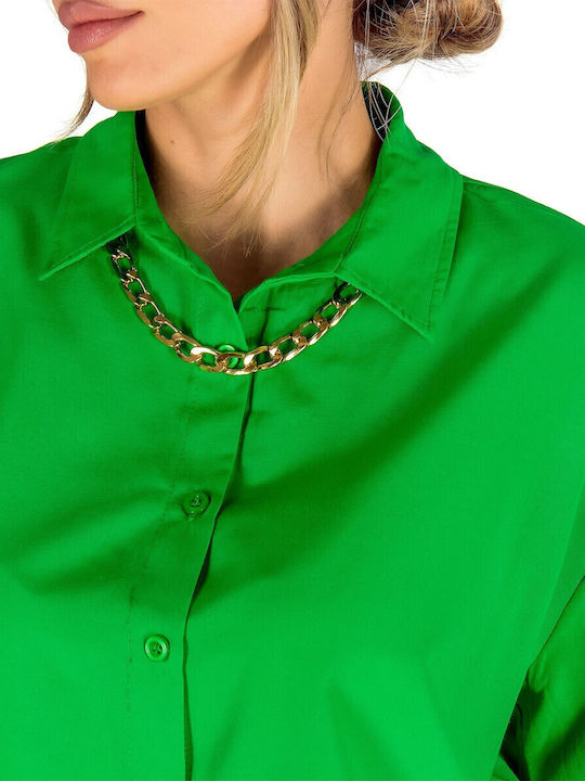 Women's Monochrome Long Sleeve Shirt Green