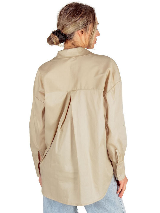 Women's Monochrome Long Sleeve Shirt Beige