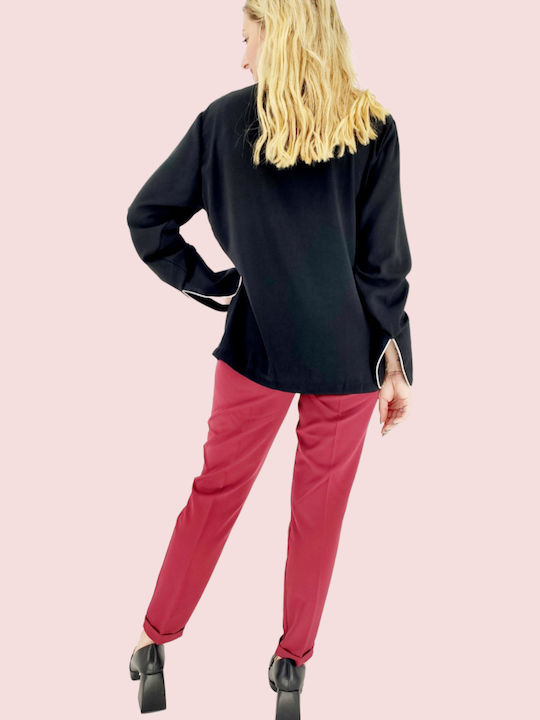 Women's Striped Long Sleeve Shirt Black