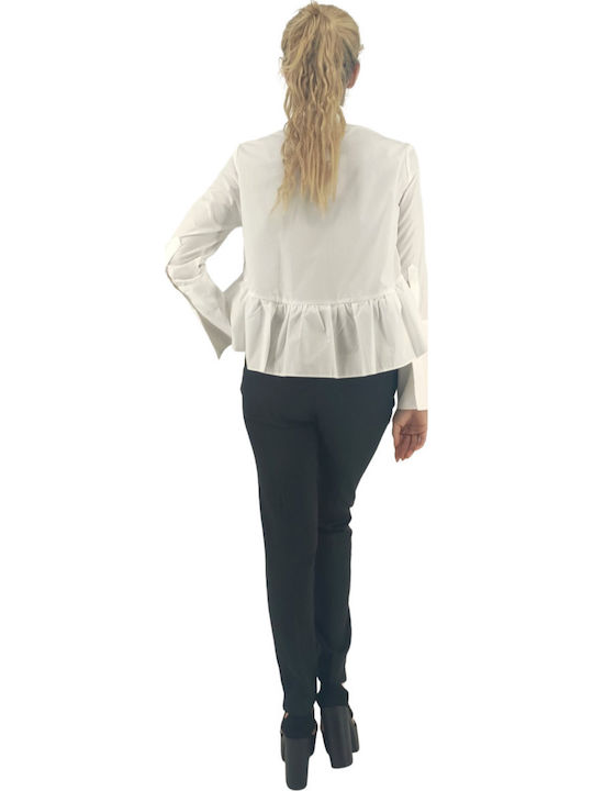 Women's Monochrome Long Sleeve Shirt White