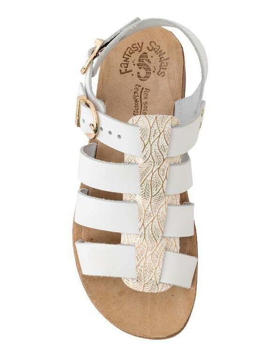 Fantasy Sandals Damen Flache Sandalen Gladiator Flatforms in Weiß Farbe