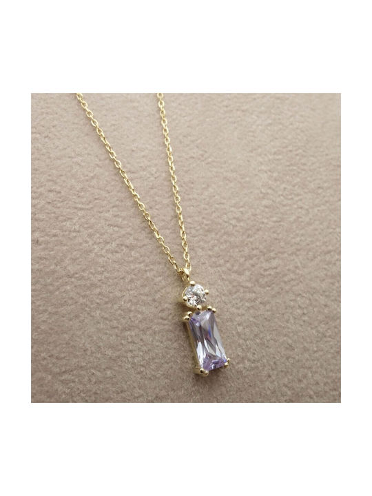 Women's gold necklace with purple stone XRNE367K-L 18 Carat Stones:With cubic zirconia