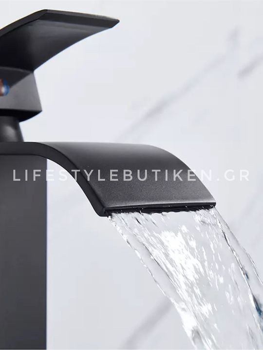 Naron Mischung Waschbeckenarmatur Wasserfall Große Schwarze