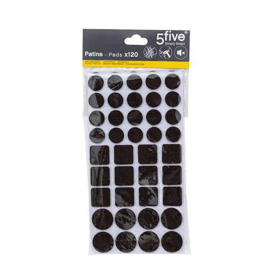 5Five Round Felt Furniture Protectors with Sticker 120 Pieces