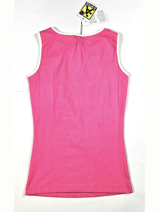 A-STYLE TA802726-A23 CANOTTA CON ANELLA MARCHIO women's sleeveless fuchsia top 95% cotton-5% elastane