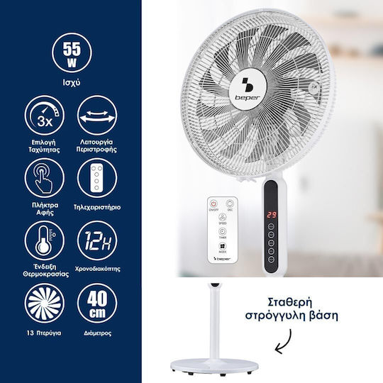 Beper Ventilator Sockel 55W Lüfterdurchmesser 40cm Weiß