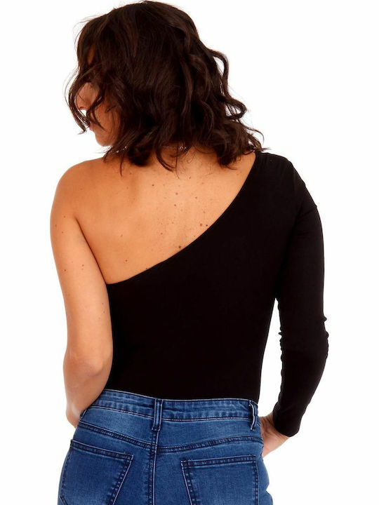 One Shoulder Bodysuit Black