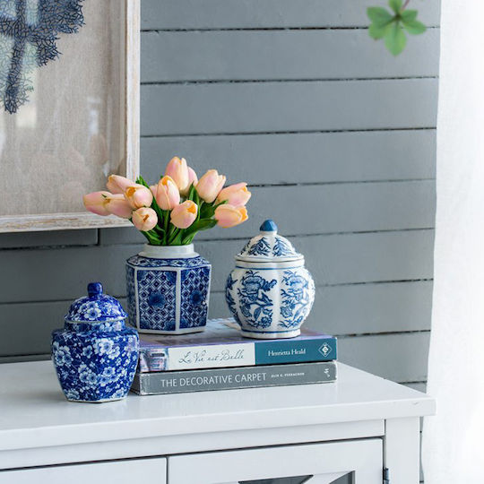 Artekko Porcelain Vase Blue-White Artekko Porcelain Vase Blue-White