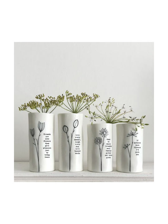 Synchronia Decorative Vase Porcelain Home Is Where Friends Meet White 5x5xH9cm