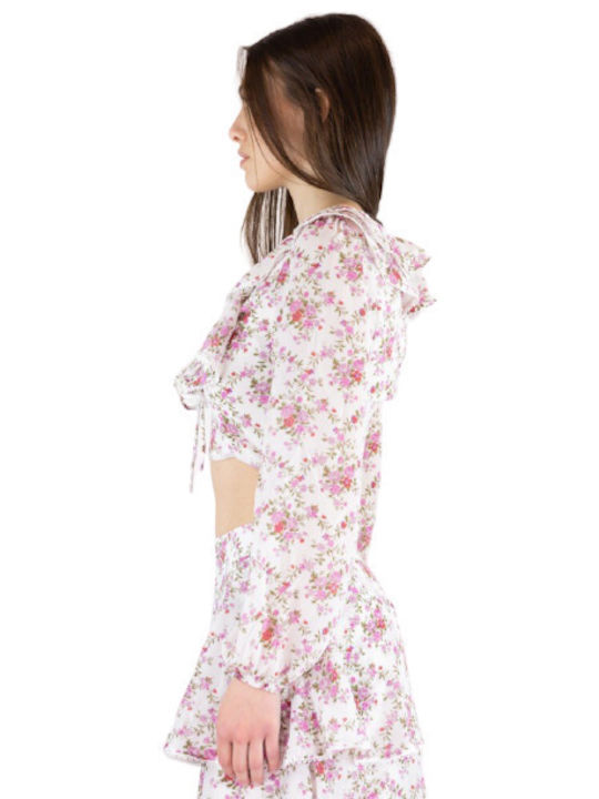 Γυναικεία Μπλούζα Μακρυμάνικη Floral Λευκή