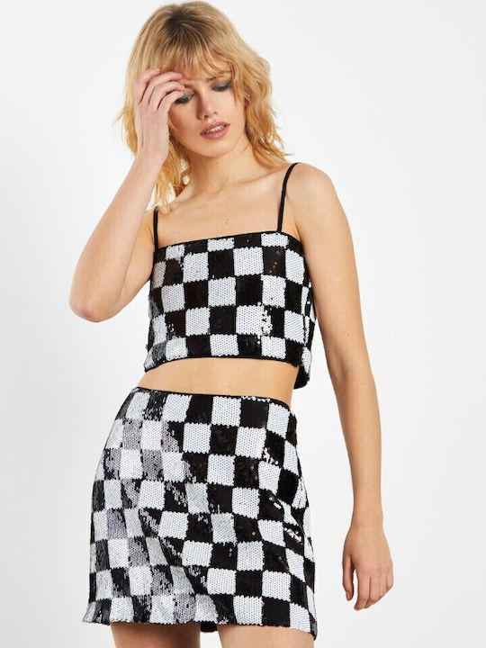Γυναικείο Crop Top με Τιράντες Καλοκαιρινό Μαύρο