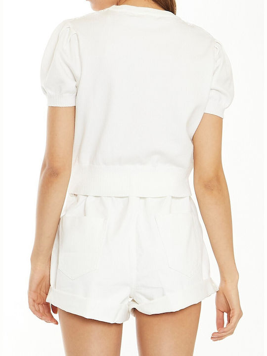 Glamorous Women's Summer Blouse Short Sleeve White