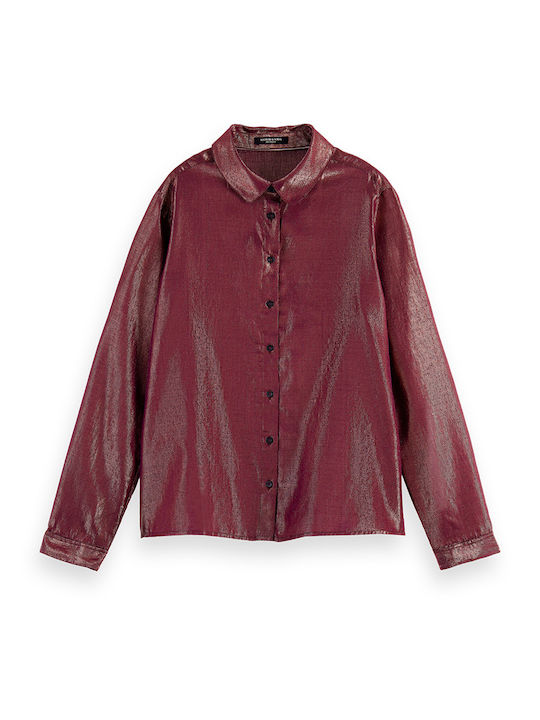 Scotch & Soda Women's Monochrome Long Sleeve Shirt Burgundy