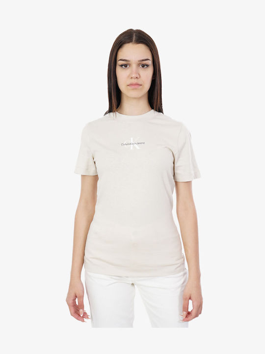 Calvin Klein Monologo Γυναικείο T-shirt Μπεζ