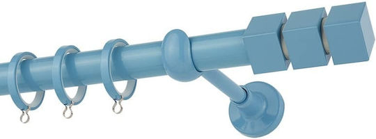 Zogometal Μεταλλικό Κουρτινόξυλο Color More Mat Collection Μονό Φ25mm 160εκ. Γαλάζιο / Γκρι CP0473
