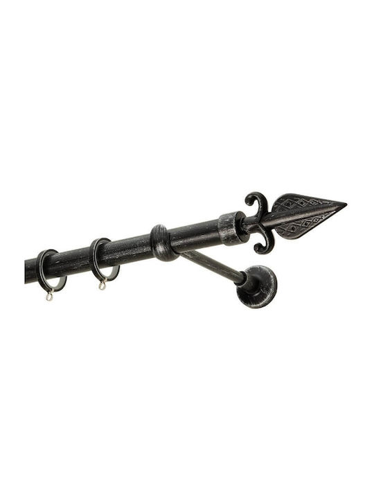 Zogometal Metallic Curtain Pole Rustique Collection Single Φ25mm 160cm Black Patina Silver