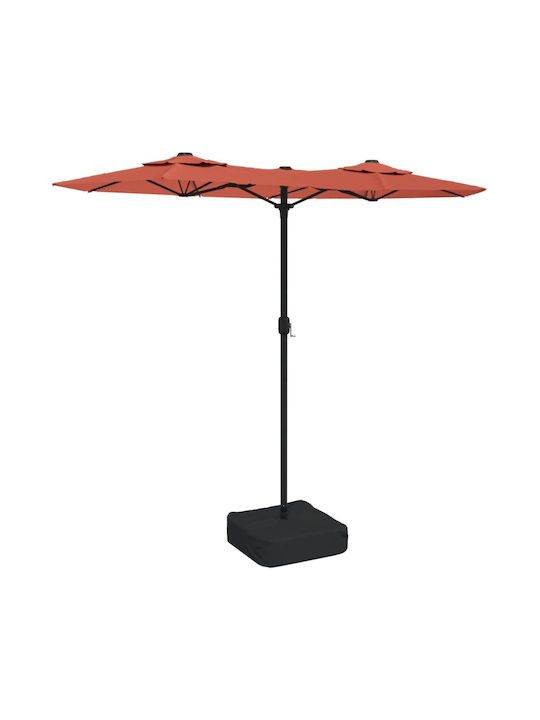 Umbrella Floor Round Metal Orange with Base & LED Lighting 3.16x2.4m